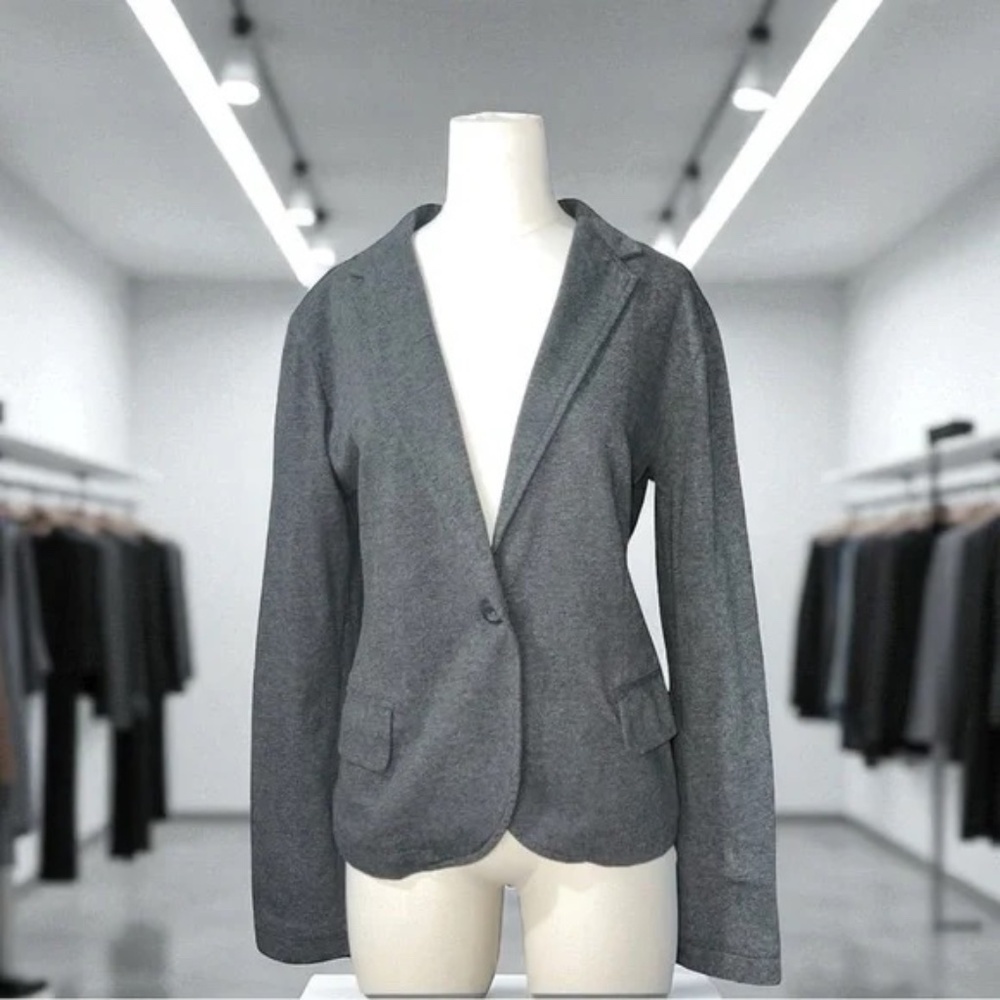 Garnet Hill Gray Single-Button Tailored Blazer